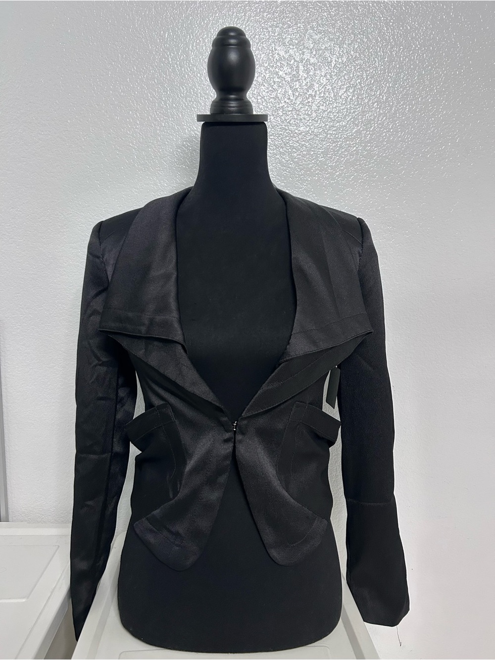 bebe Black Draped Open-Front Blazer